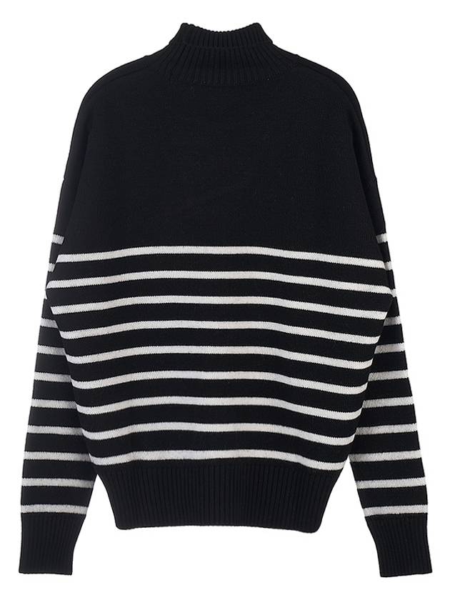 Men's Heart Logo Striped Turtleneck Black - AMI - BALAAN 3