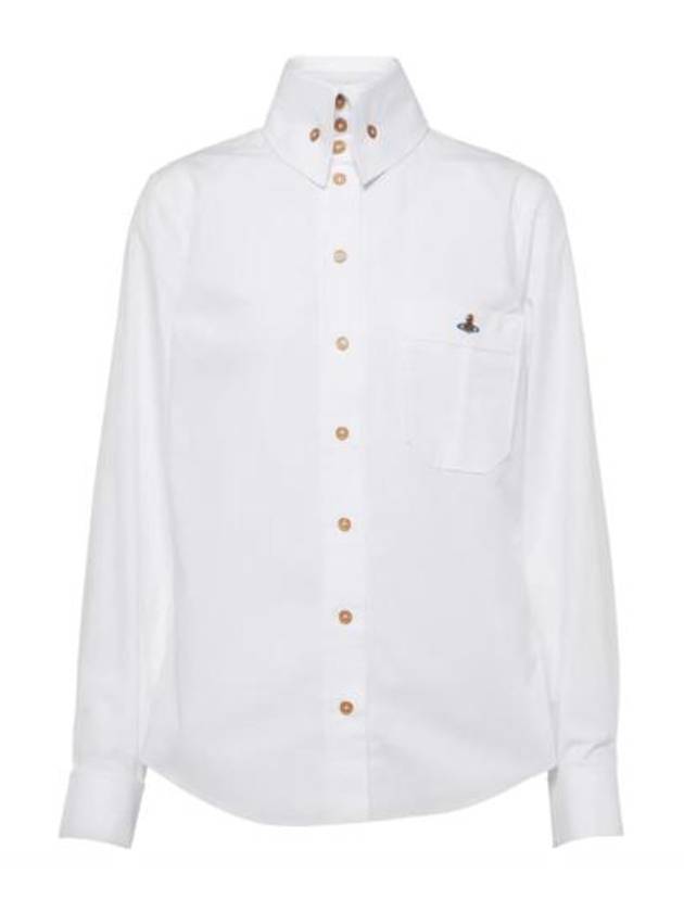 Embroidered ORB Logo Cotton Short-Sleeved Shirt White - VIVIENNE WESTWOOD - BALAAN 2