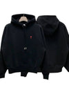 De Coeur Embroidered Logo Hoodie Black - AMI - BALAAN 2