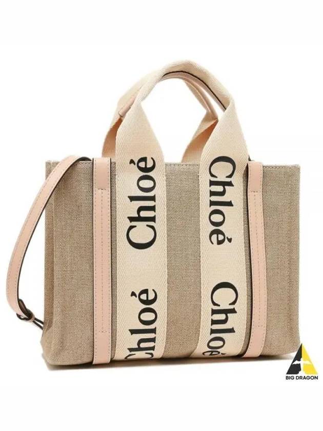 Woody Small Canvas Tote Bag Pink Beige - CHLOE - BALAAN 2