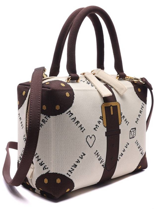 Jacquard Fabric Tote Bag White - MARNI - BALAAN 4