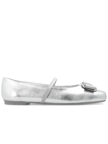 FERRAGAMO ‘Zina’ Ballet Flats, Women's, Silver - SALVATORE FERRAGAMO - BALAAN 1