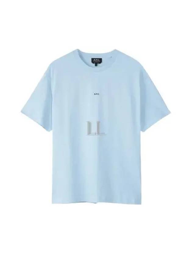 Men's Kyle Logo Print Cotton Jersey Short Sleeve T-Shirt  Light Blue - A.P.C. - BALAAN 2