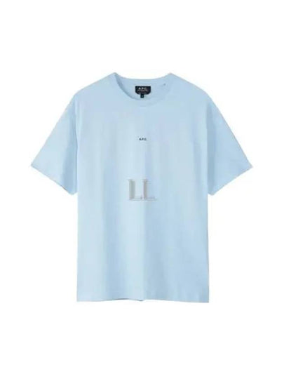 Men's Kyle Logo Print Cotton Jersey Short Sleeve T-Shirt  Light Blue - A.P.C. - BALAAN 2