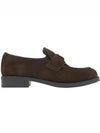 Triangle Logo Suede Loafers Dark Brown - PRADA - BALAAN 2