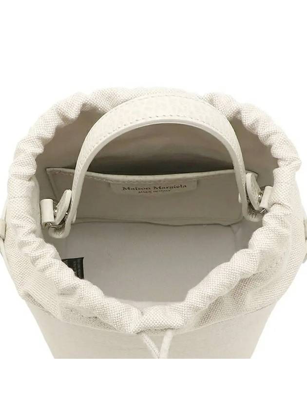 5AC Number Logo Texture Leather Bucket Bag White - MAISON MARGIELA - BALAAN 5