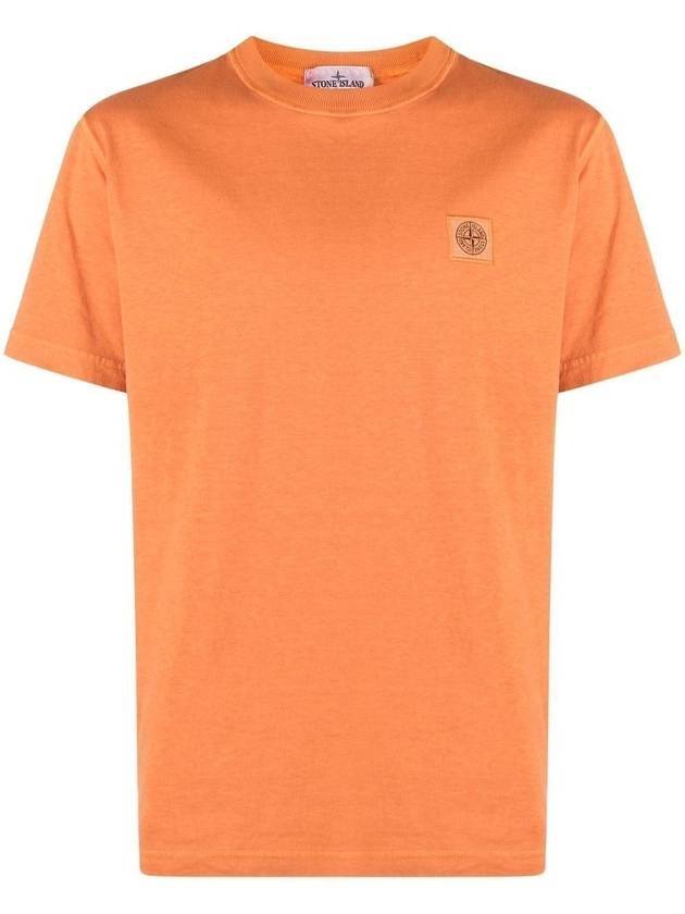 Pisato Effect Logo Patch Short Sleeve T-Shirt Orange - STONE ISLAND - BALAAN 1