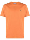 Pisato Effect Logo Patch Short Sleeve T-Shirt Orange - STONE ISLAND - BALAAN 1