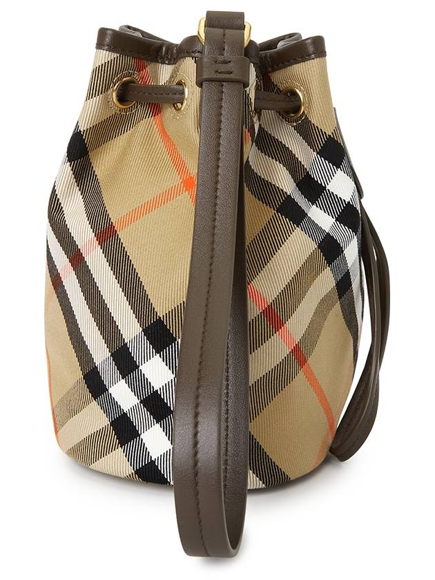 Check Drawstring Bucket Bag Sand - BURBERRY - BALAAN 3