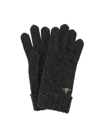 Embroidery Logo Basic Knit Wool Gloves Charcoal - VIVIENNE WESTWOOD - BALAAN 1