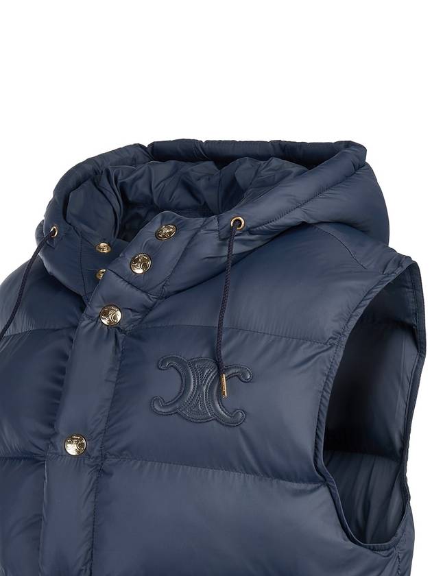 Triomphe Patch Hooded Down Vest Light Navy - CELINE - BALAAN 6