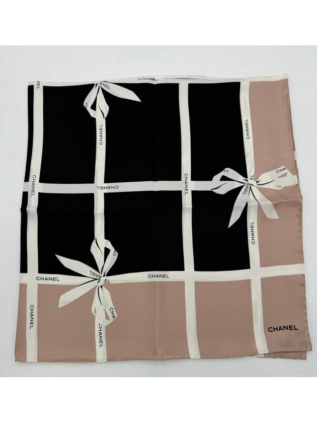 Ribbon Scarf Silk Square Black Pink AAA390 - CHANEL - BALAAN 5