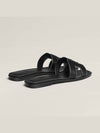 Oran Calfskin Slippers Noir Piqures Ecrues Black - HERMES - BALAAN 4