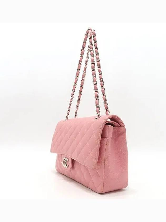 A01112 Caviar skin pink color classic medium M size silver logo chain flap shoulder bag - CHANEL - BALAAN 3