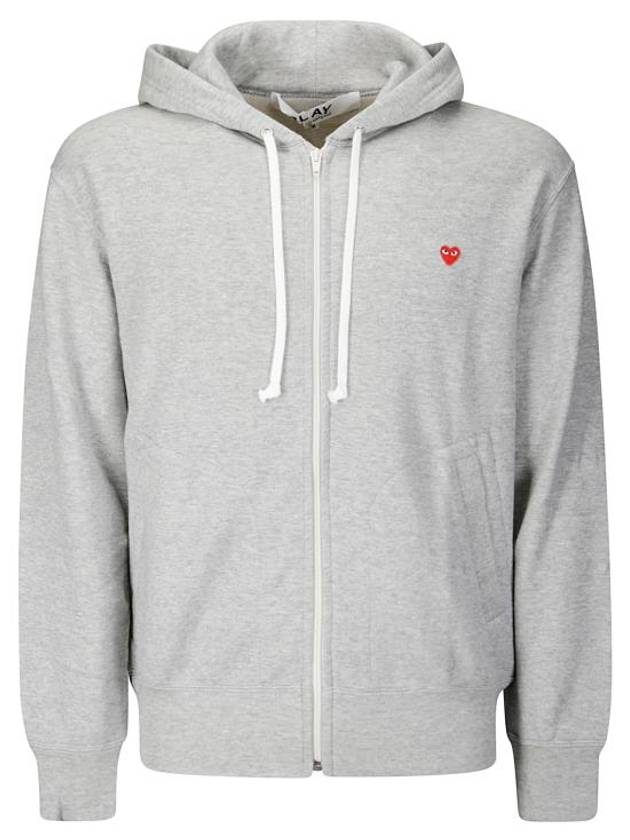 Small Red Heart Waffen Zip Up Hoodie Grey - COMME DES GARCONS - BALAAN 1