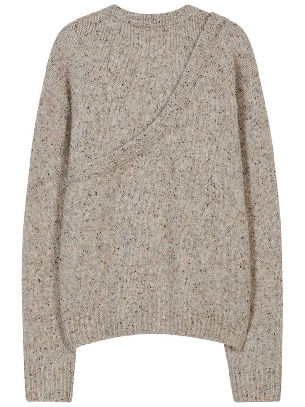 Asymmetric layered neck sweater warm gray - MSKN2ND - BALAAN 4