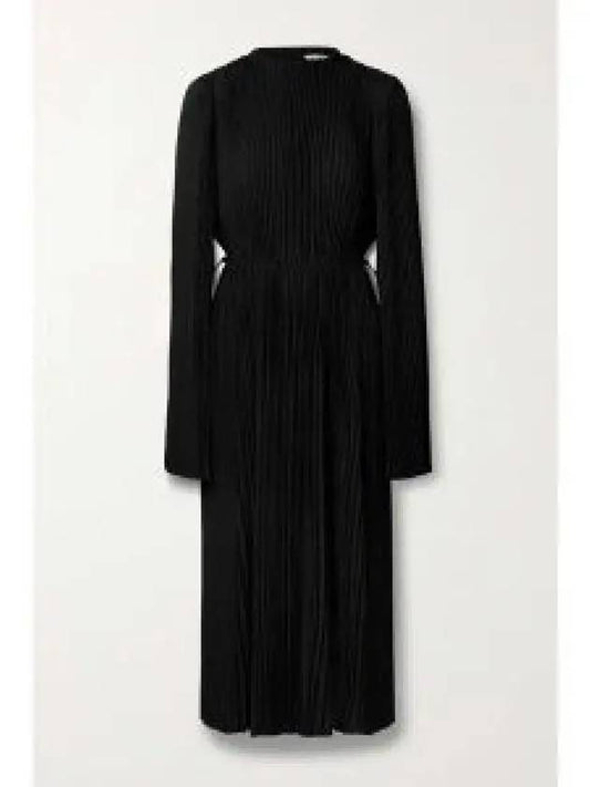 Pleated Crepe De Chine Midi Dress Black - BALENCIAGA - BALAAN 2