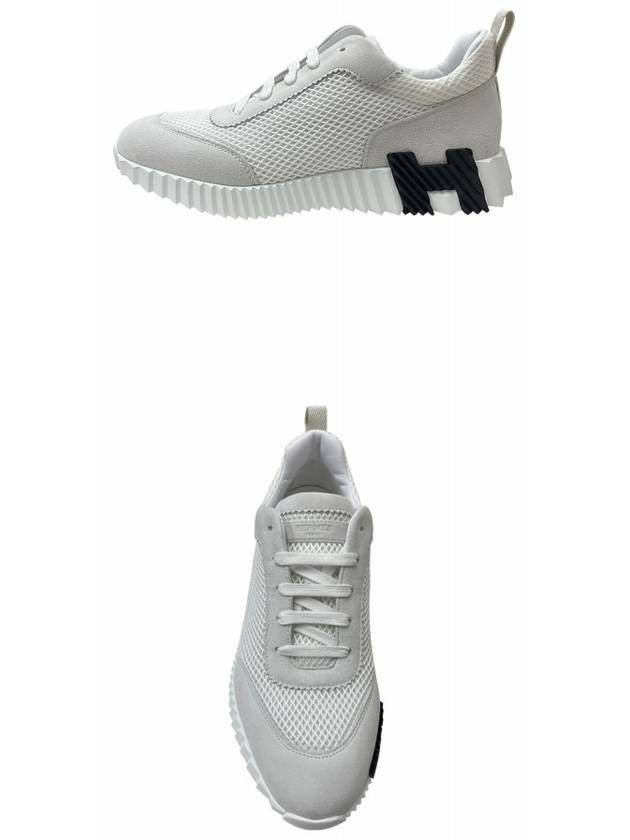 Graphic Mesh Suede Low Top Sneakers Blanc - HERMES - BALAAN 5