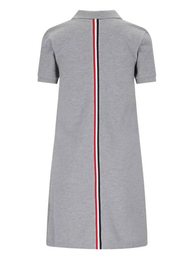 Classic Cotton Pique Center Back Stripe A-Line Short Sleeve Polo Shirt Short Dress Grey - THOM BROWNE - BALAAN 3