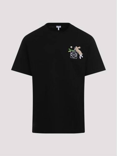 Bunny Anagram Embroidery Regular Fit Short Sleeve T-Shirt Black - LOEWE - BALAAN 1