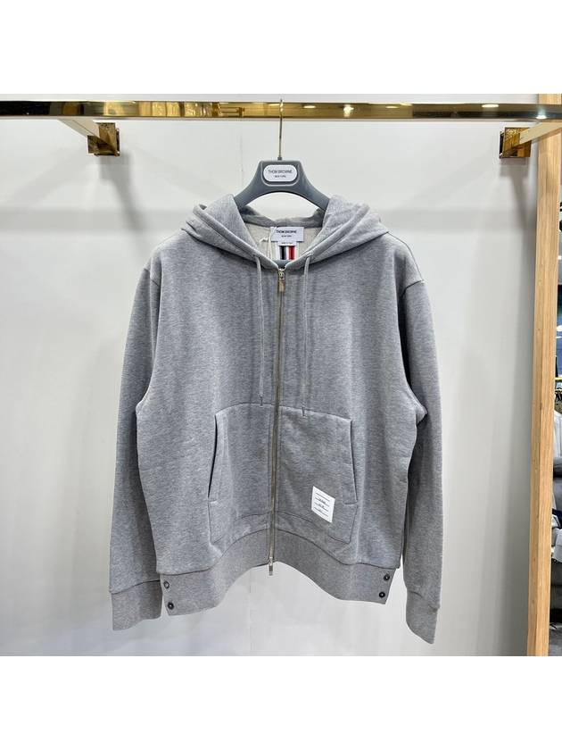 Center Back Stripe Cotton Zip Up Hoodie Light Grey - THOM BROWNE - BALAAN 2