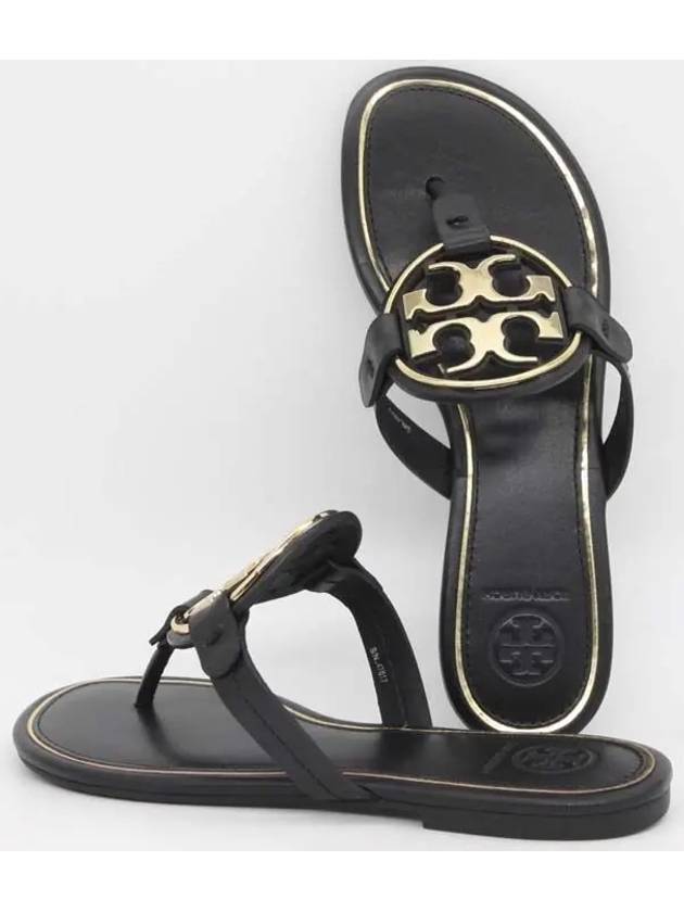 Women's Metal Logo Miller Flip Flops Black - TORY BURCH - BALAAN.