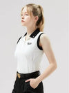 Golf Color Contrast Collar Sleeveless T-Shirt White - HENRY STUART - BALAAN 2