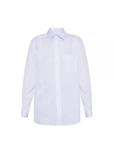 726934 Y5G30 9019 Striped Cotton Poplin Monogram Shirt - SAINT LAURENT - BALAAN 1