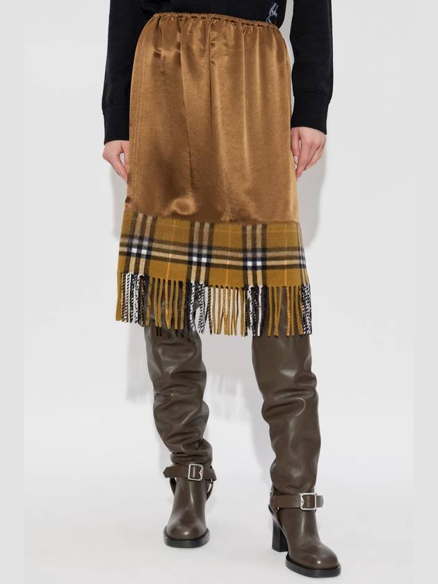 Burberry Skirt With Fringe Finish, Women's, Brown - BURBERRY - BALAAN 3