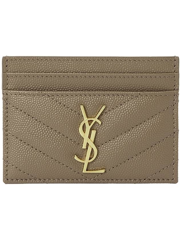 Gold Hardware Matelasse Caviar Leather Card Wallet Taupe - SAINT LAURENT - BALAAN 1