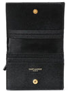 Monogram Caviar Leather Flap Card Wallet Black - SAINT LAURENT - BALAAN 5