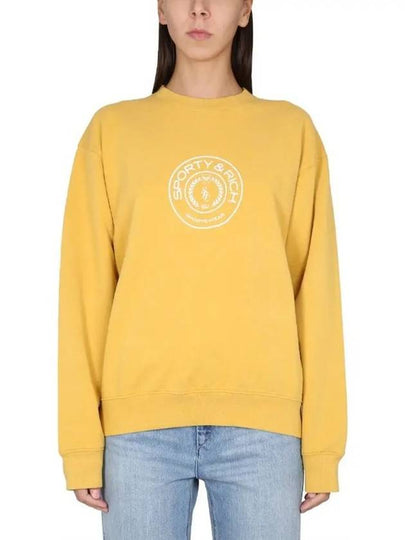 Connecticut Crest Crew Neck Cotton Sweatshirt Yellow - SPORTY & RICH - BALAAN 2