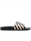 Diag Stripe Print Slider Slippers Black Beige - OFF WHITE - BALAAN 3