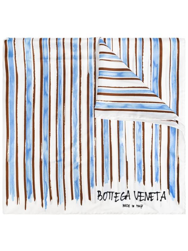 Bottega Veneta Silk Scarf With Striped Pattern, Women's, White - BOTTEGA VENETA - BALAAN 1