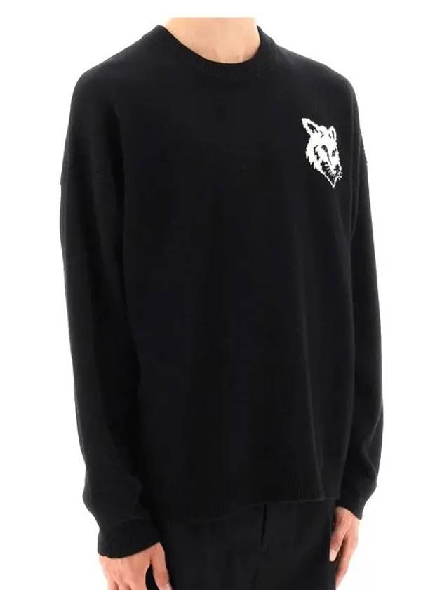 Intarsia Fox Head Comfort Knit Top Black - MAISON KITSUNE - BALAAN 3