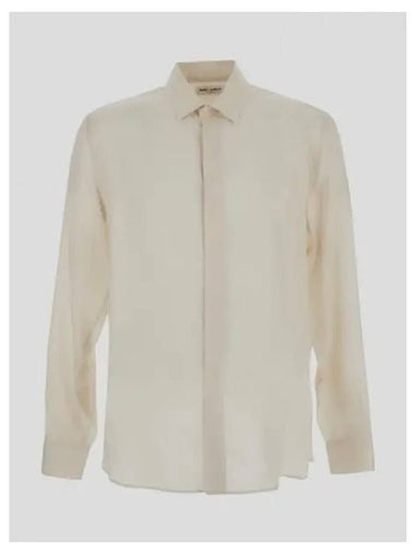 White Yves Collar Cupro Shirt - SAINT LAURENT - BALAAN 1