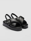 Triangular Logo Soft Padded Nappa Leather Sandals Black - PRADA - BALAAN 5