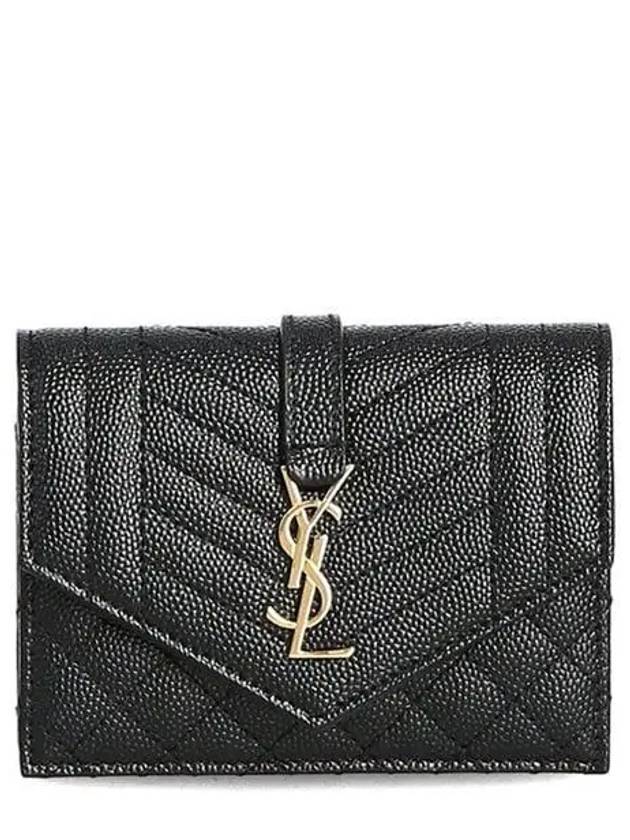 Monogram Quilting Leather Half Wallet Black - SAINT LAURENT - BALAAN 2