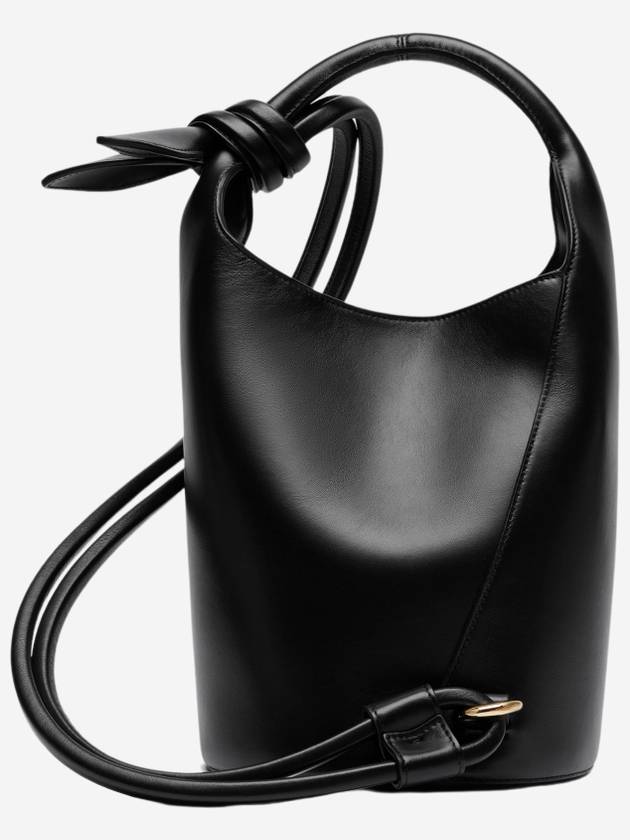 Le Petit Tourni Mini Knotted Leather Bucket Bag Black - JACQUEMUS - BALAAN 3