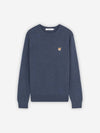 Fox Head Patch Round Neck Pullover Knit Top Blue - MAISON KITSUNE - BALAAN.