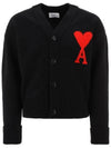 Big Heart Logo Wool Cardigan Black - AMI - BALAAN 2