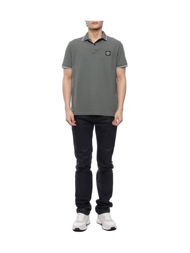 Stretch Cotton Pique Short Sleeve Polo Shirt Musk Green - STONE ISLAND - BALAAN 4