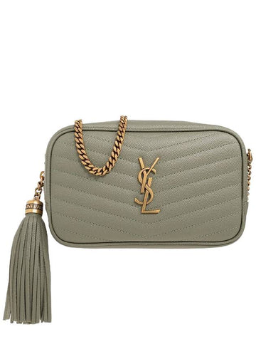 Lou Quilted Grained Leather Mini Cross Bag Green - SAINT LAURENT - BALAAN 1