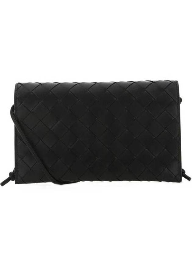 Intrecciato Strap Long Wallet Black - BOTTEGA VENETA - BALAAN 1