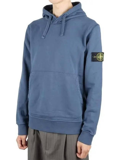 Logo Patch Cotton Fleece Hoodie Blue - STONE ISLAND - BALAAN 2