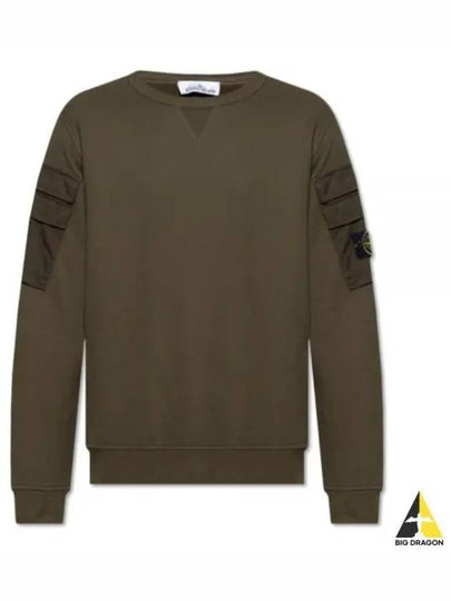 Men's Wappen Patch Cargo Pocket Sweatshirt Olive - STONE ISLAND - BALAAN 2