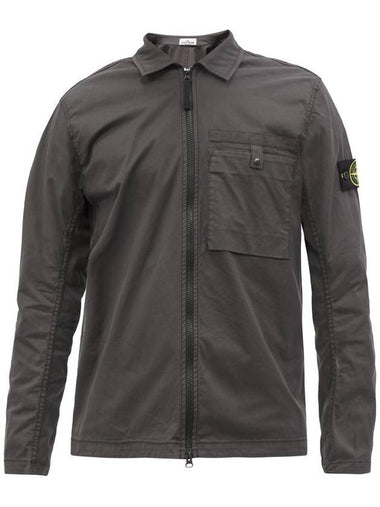 Wappen Patch Supima Twill Stretch Cotton Zip-up Jacket Grey - STONE ISLAND - BALAAN 1