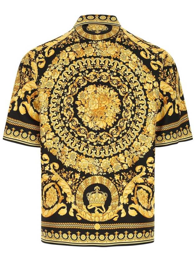 Baroque Print Silk Short Sleeve Shirt Black Gold - VERSACE - BALAAN 3