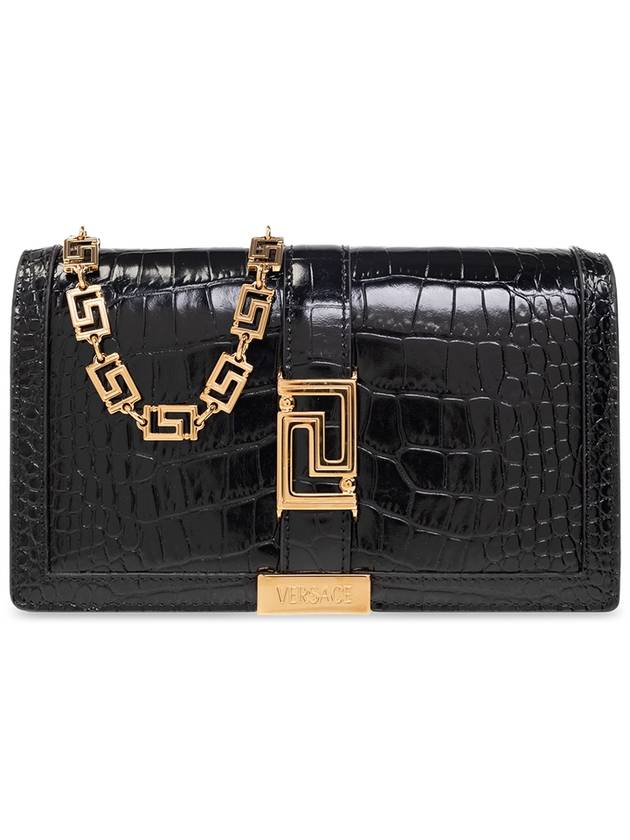 Croc Effect Greca Goddess Mini Cross Bag Black - VERSACE - BALAAN 2