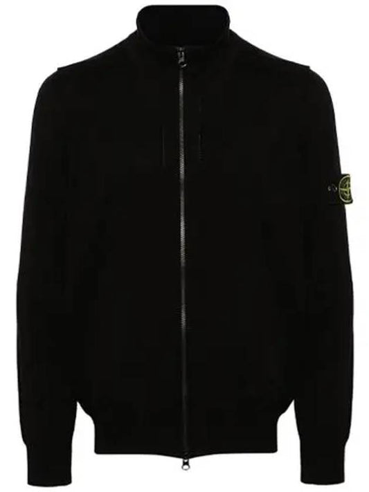 Wappen Patch Cotton Zip-Up Cardigan Black - STONE ISLAND - BALAAN 2